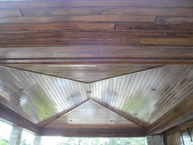 Stained wood ceiling detail